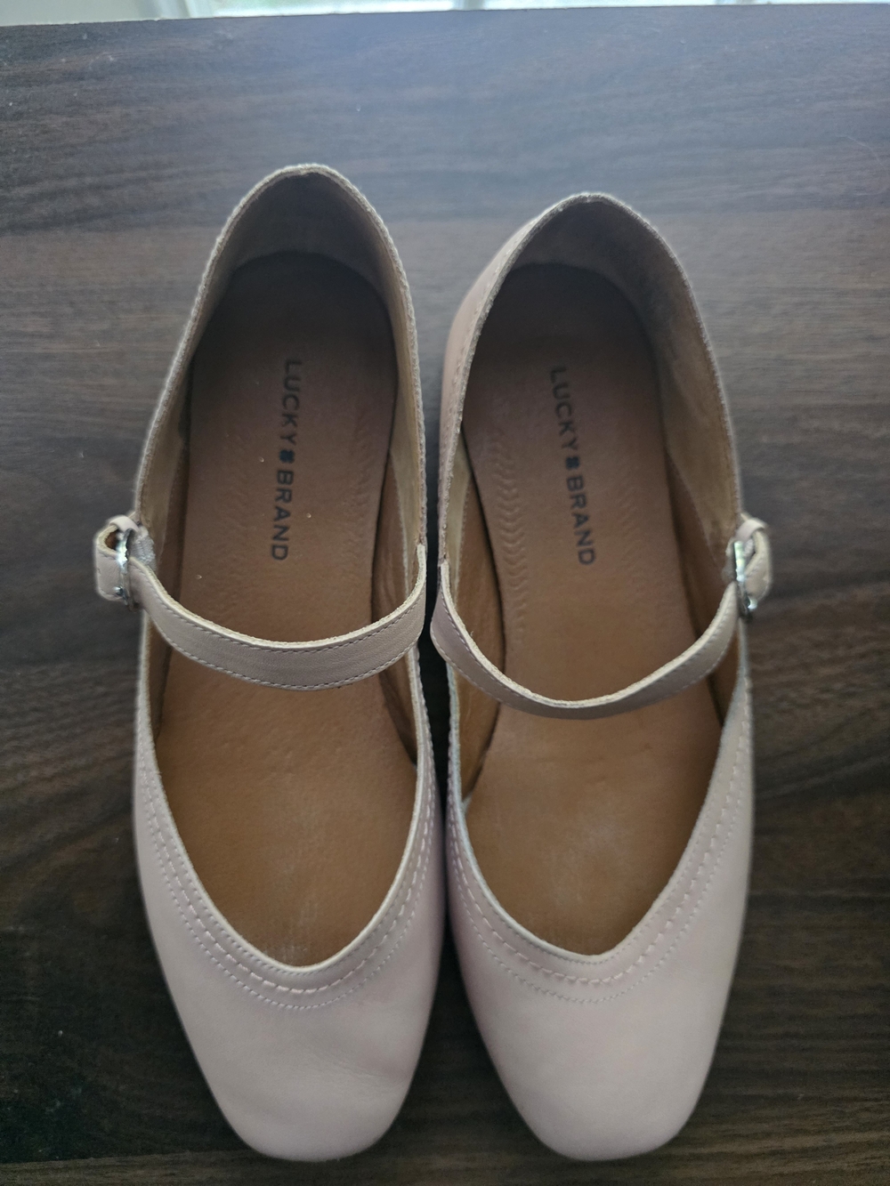 Lucky Brand Women's Pale Pink Mary Jane Flats with Buckle Strap
